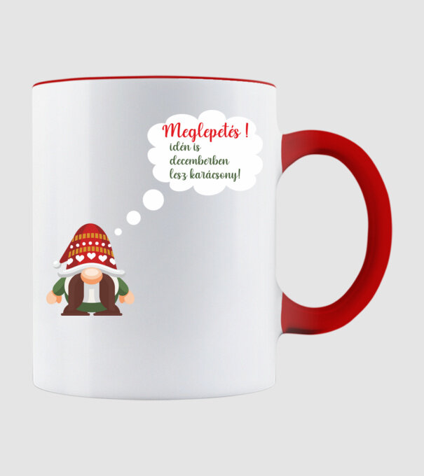 meglepetés, idén is decemberben lesz karácsony  minta piros pólón
