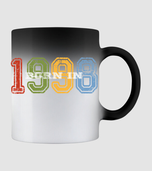 born in 1998 születésnapi felirat minta fekete pólón