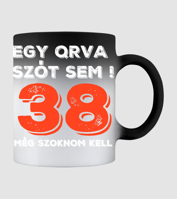 EGY QRVA SZÓT SEM, MÉG SZOKNOM KELL, 38 ÉVES SZÜLETÉSNAPRA minta fekete pólón