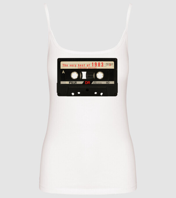 retro audio kazetta, best of the year, születésnapi magnókazetta, 1983 minta fehér pólón