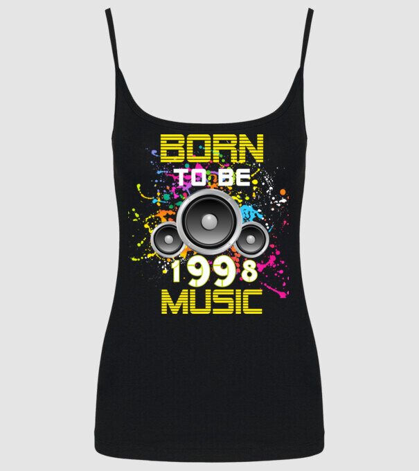 born to be music 1998-ban született, zenés születésnapi póló minta fekete pólón