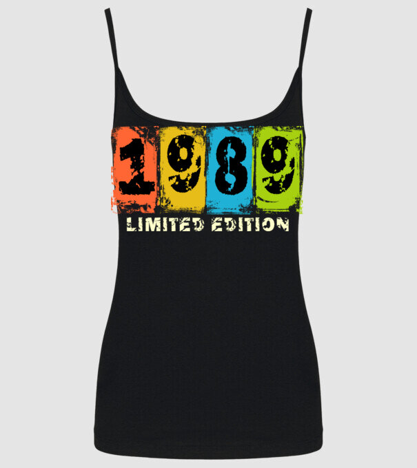 grunge évszám, limited edition felirattal, születésnapi dátum, 1989 minta fekete pólón