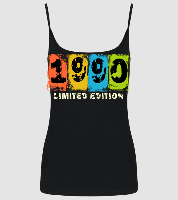 grunge évszám, limited edition felirattal, születésnapi dátum, 1990 minta fekete pólón