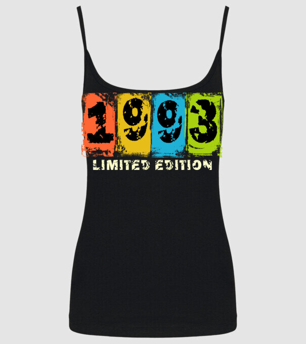 grunge évszám, limited edition felirattal, születésnapi dátum, 1993 minta fekete pólón