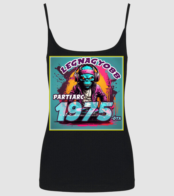 LEGNAGYOBB PARTIARC 1975 ÓTA minta fekete pólón