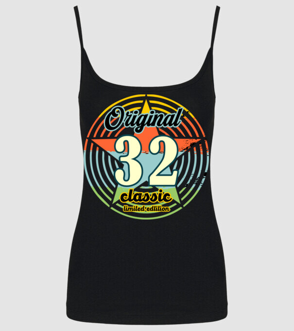 original classic, limited edition, születésnapi embléma, 32 éves minta fekete pólón