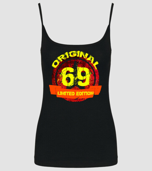 original limited edition 69 éves, születésnap minta fekete pólón