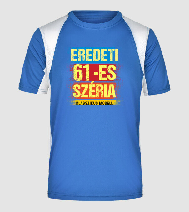 EREDEDI 61-ES SZÉRIA KLASSZKUS MODELL, RETRO SZÜLETÉSNAP minta királykék pólón
