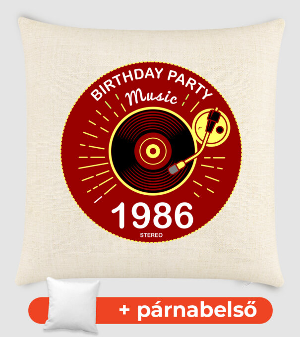 BIRTHDAY PARTY MUSIC, BAKELIT LEMEZJÁTSZÓ 1986 STEREO minta homokszín pólón
