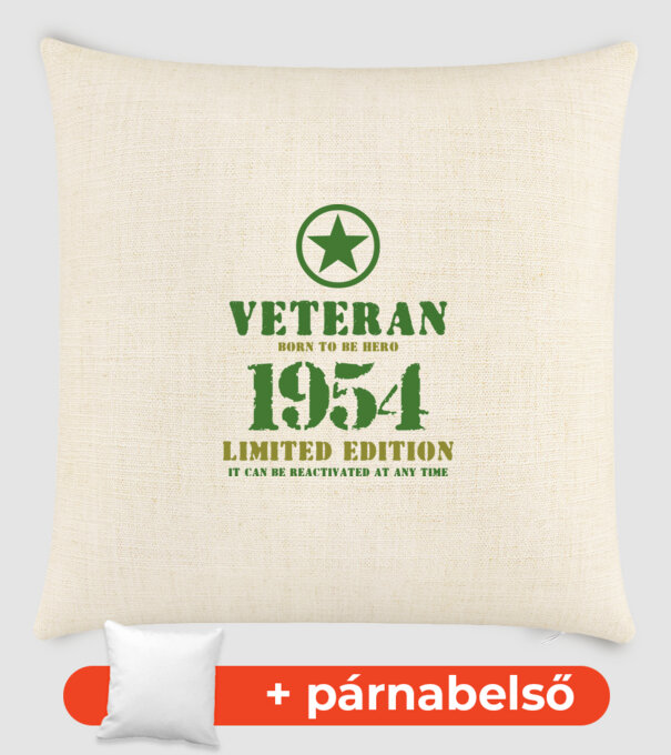 VETERAN, BORN TO BE HERO, SZÜLETÉSNAPI ÉVSZÁM FELIRATTAL 1954 minta homokszín pólón