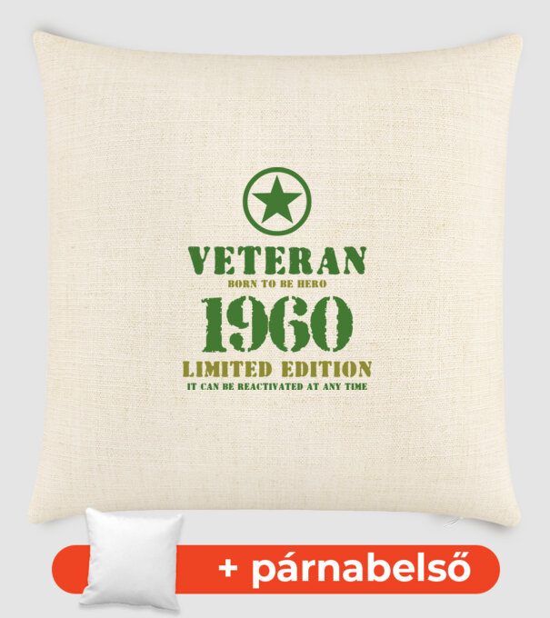 VETERAN, BORN TO BE HERO, SZÜLETÉSNAPI ÉVSZÁM FELIRATTAL 1960 minta homokszín pólón