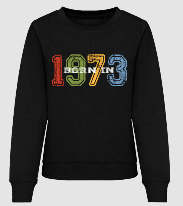 born in 1973 születésnapi felirat minta fekete pólón