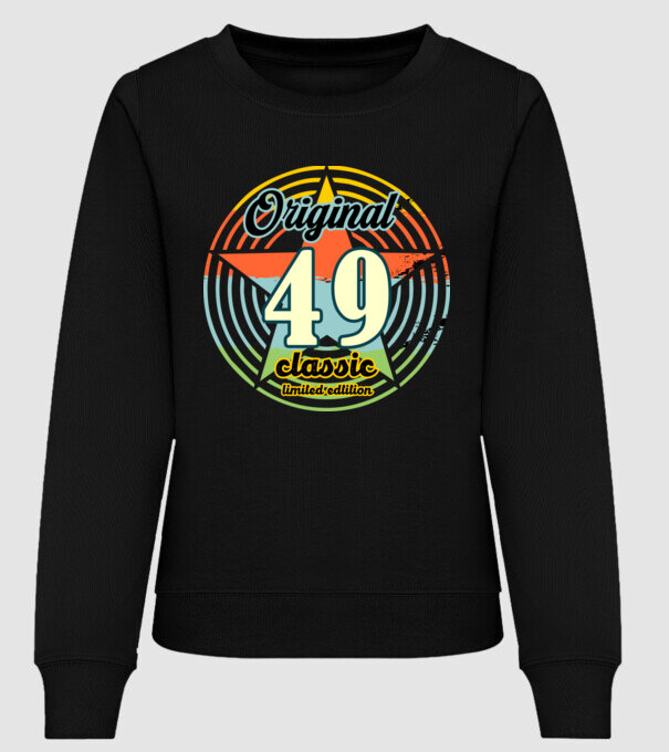 original classic, limited edition, születésnapi embléma, 49 éves minta fekete pólón