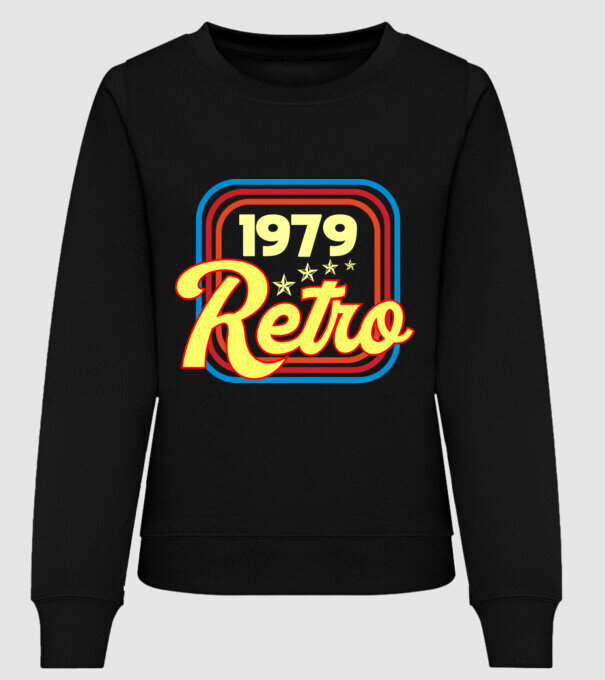 retro születésnapi felirat dátummal 1979 minta fekete pólón