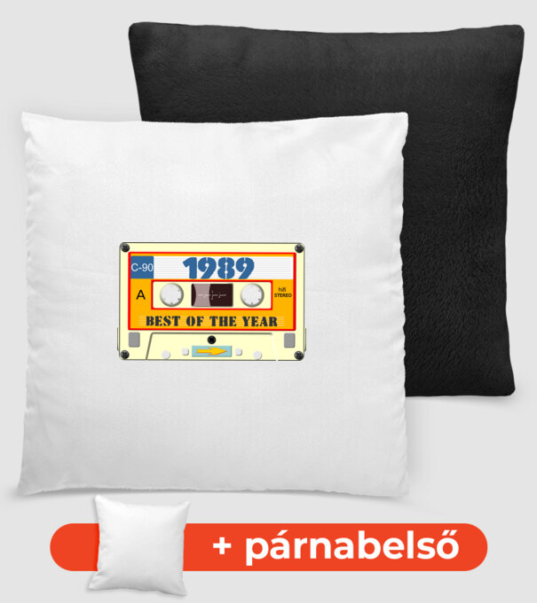 retro születésnapi audio kazetta, magnókazetta, best of the year 1989 minta fekete pólón