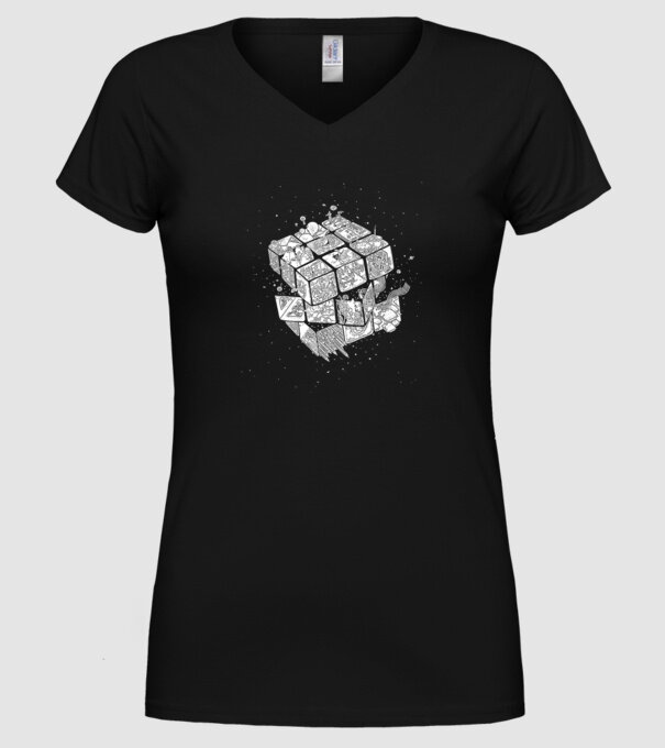 rubik_kocka minta fekete pólón
