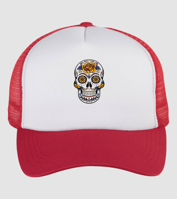 Skull minta fehér/piros pólón
