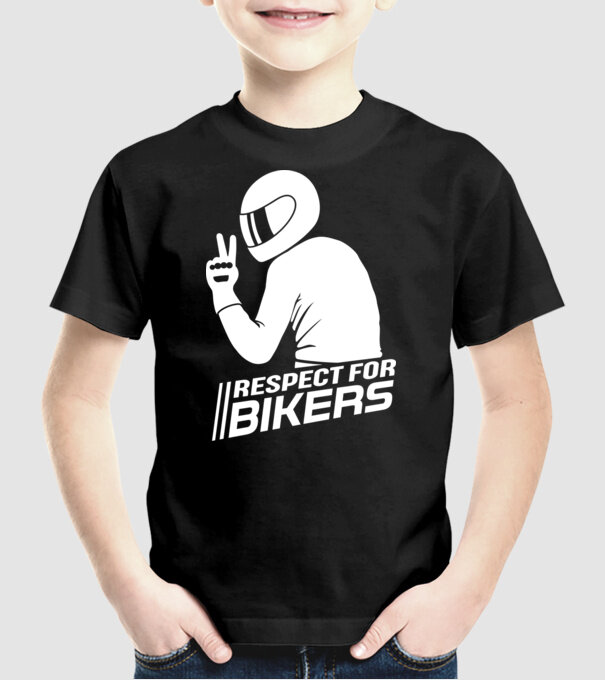 Motorkerékpáros - Respect for Bikers minta fekete pólón