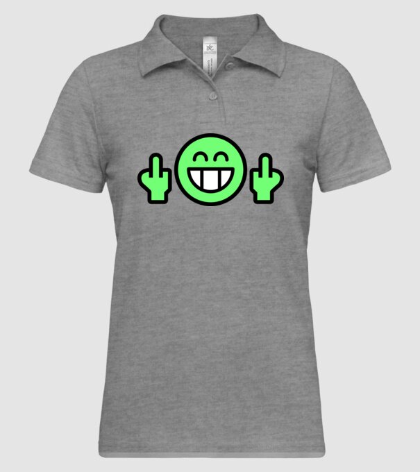 Emoji Vigyorog és Középső Ujjak JDM minta szürke pólón