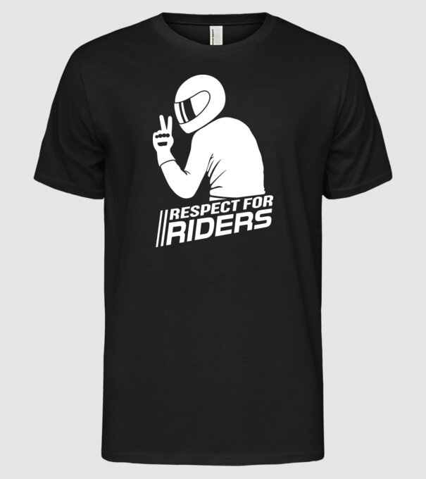 Motorkerékpáros  - Respect for Riders minta fekete pólón