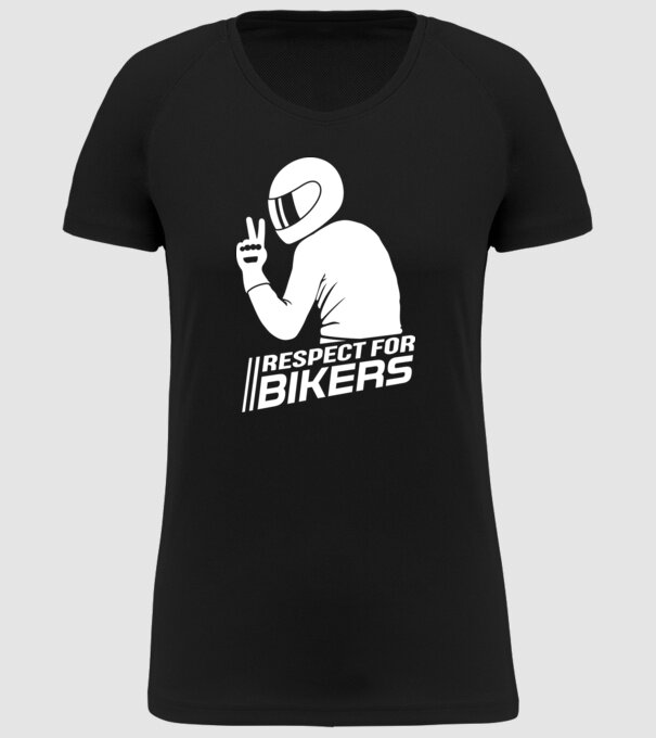 Motorkerékpáros - Respect for Bikers minta fekete pólón