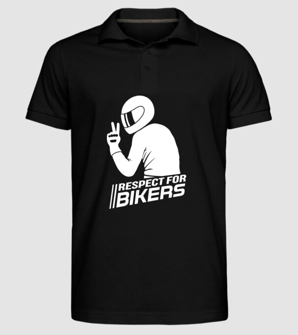 Motorkerékpáros - Respect for Bikers minta fekete pólón