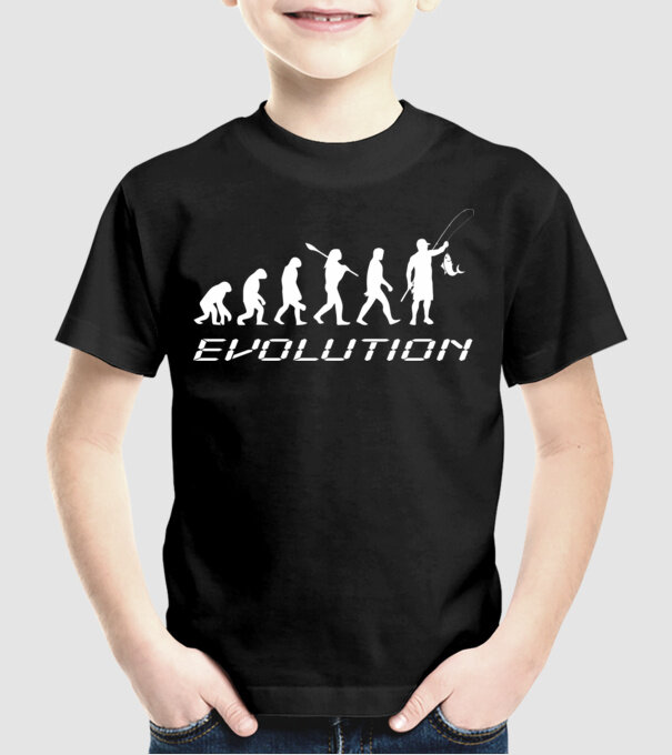 horgász evolúció minta fekete pólón
