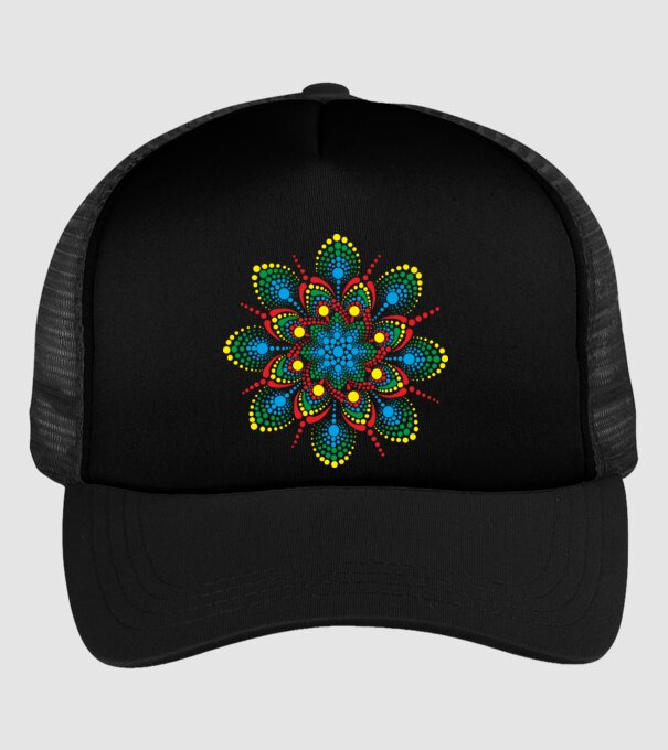 Mandala színes minta minta fekete pólón
