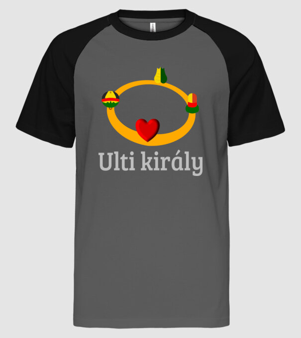 Ulti király korona minta szürke/fekete pólón