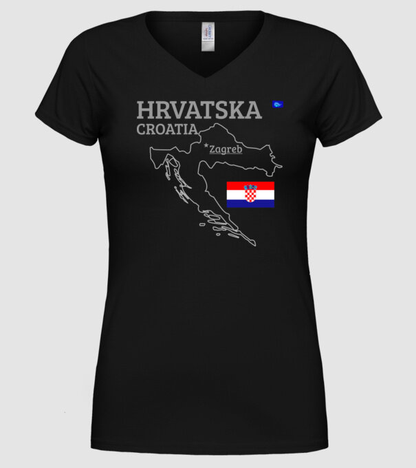 Horvátország -Croatia minta fekete pólón