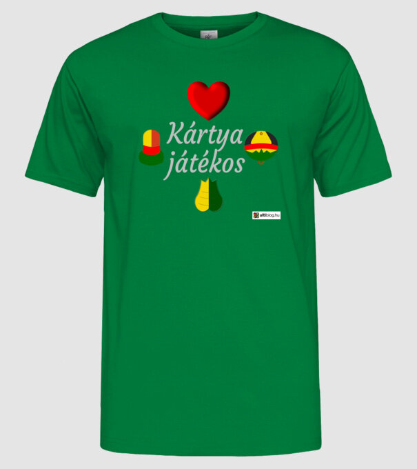 Kártya játékos minta zöld pólón