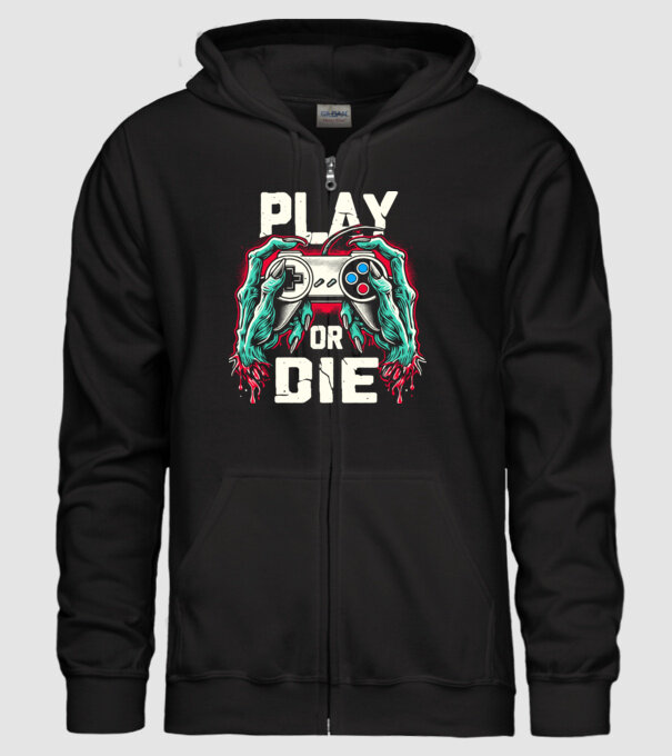 Play or die minta fekete pólón