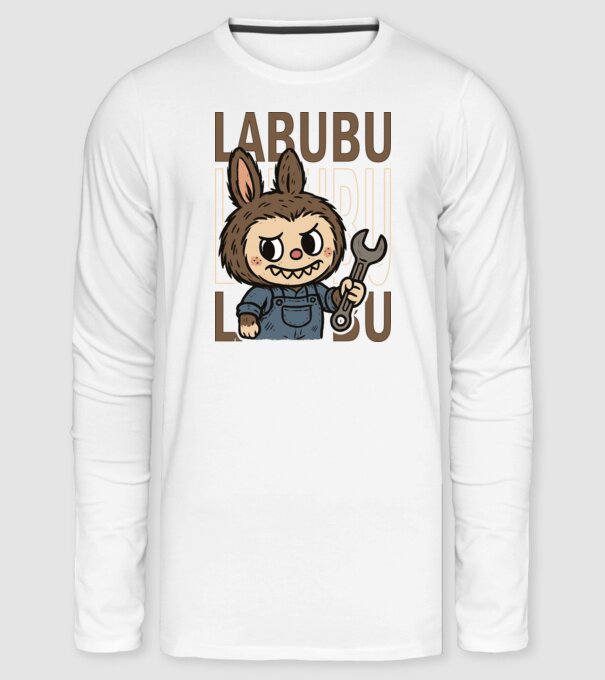 Szerelős labubu minta fehér pólón