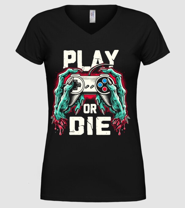 Play or die minta fekete pólón