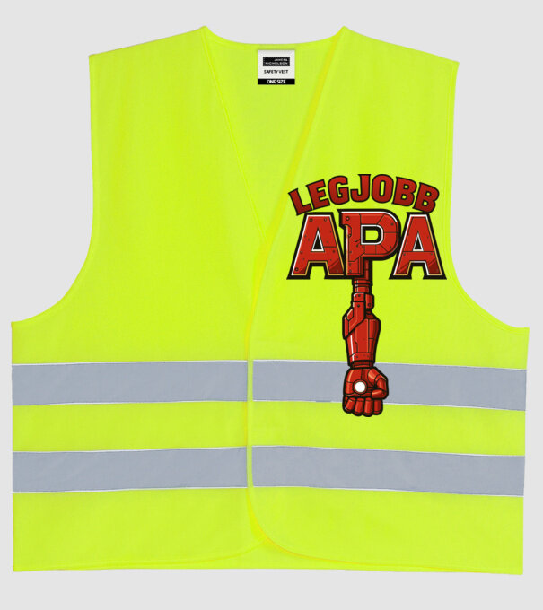 Legjobb apa vasemberes minta neonsárga pólón