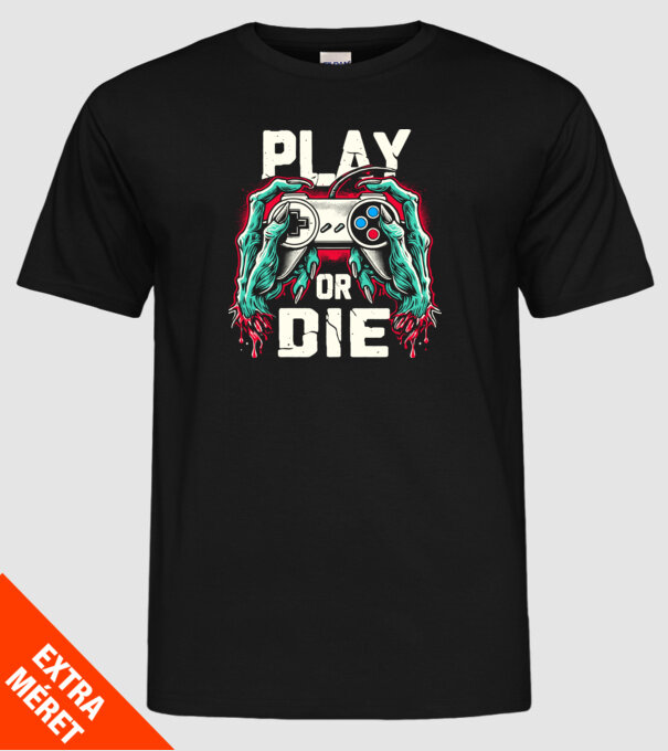 Play or die minta fekete pólón