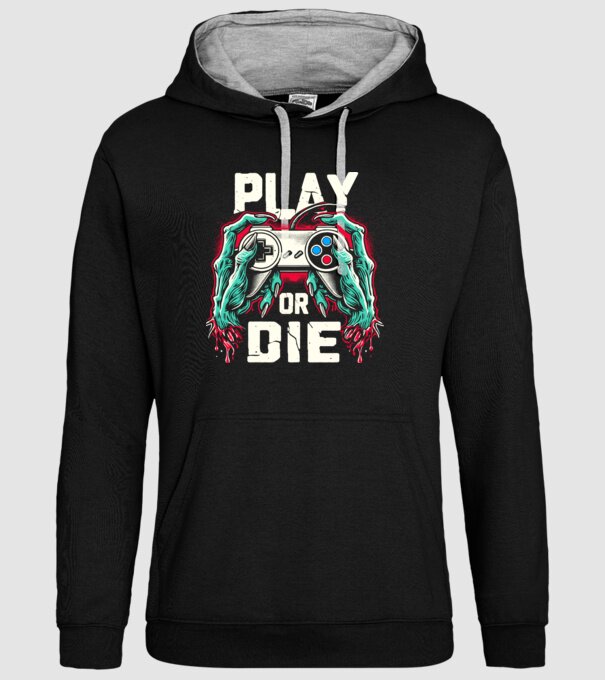 Play or die minta fekete pólón