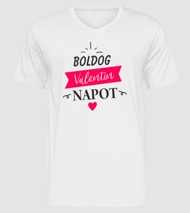 Boldog Valentin Napot! minta fehér pólón