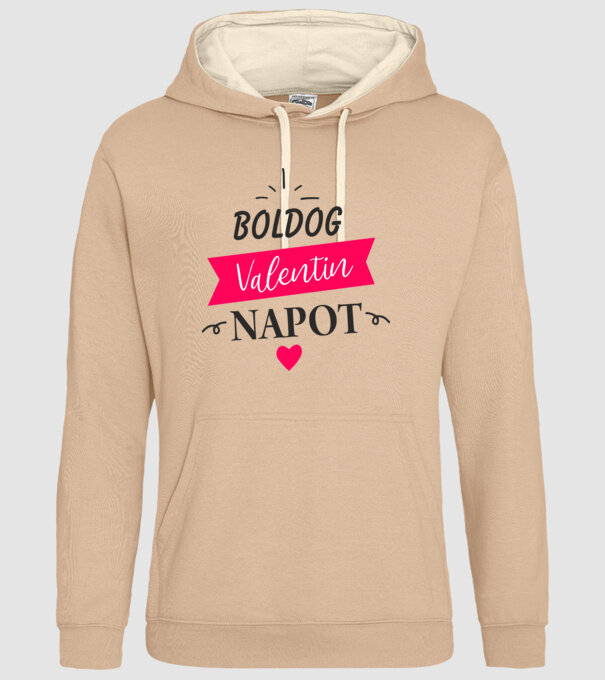 Boldog Valentin Napot! minta homokszín pólón