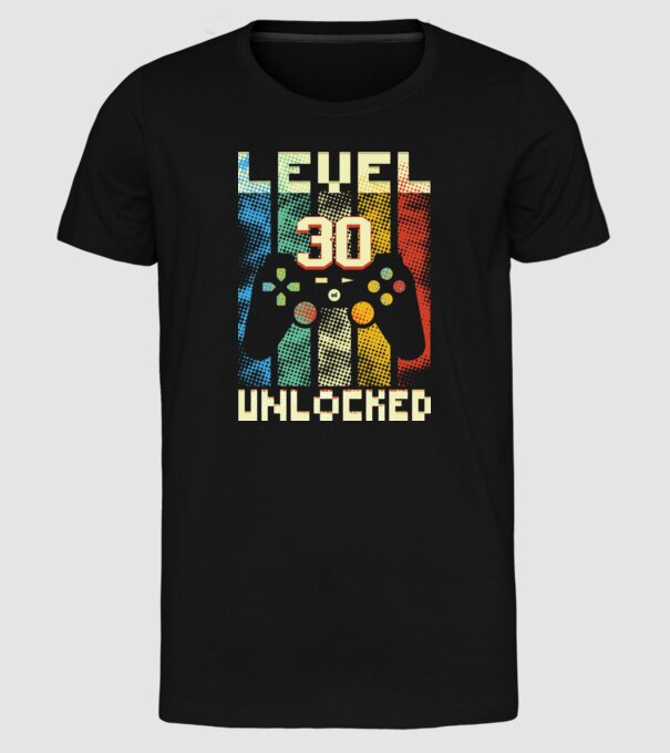 30. születésnapi ajándék gamer minta fekete pólón