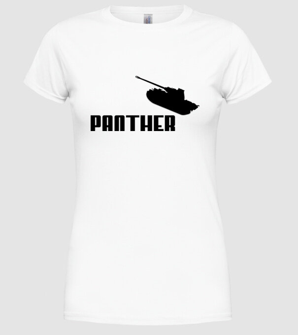 Panther Black minta fehér pólón