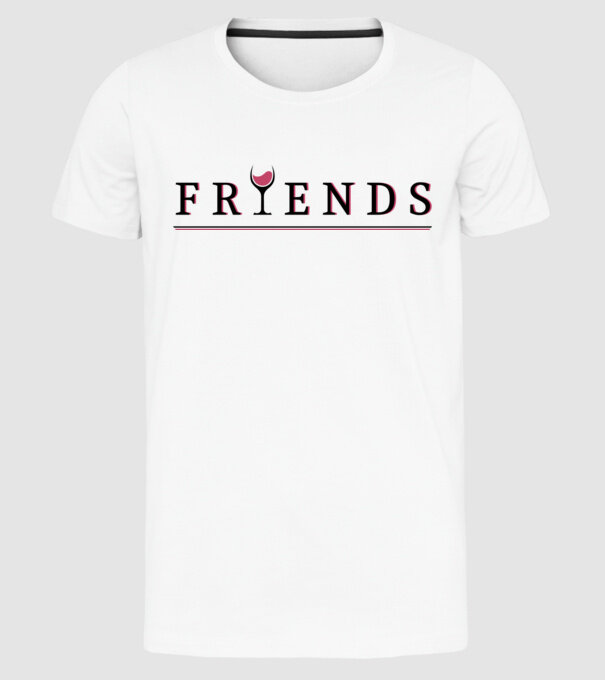 Friends who love Wine - Bor, barátság, lánybúcsú csapat minta fehér pólón