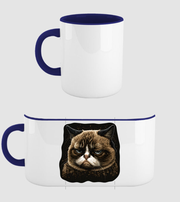 Grumpy Cat minta sötétkék pólón