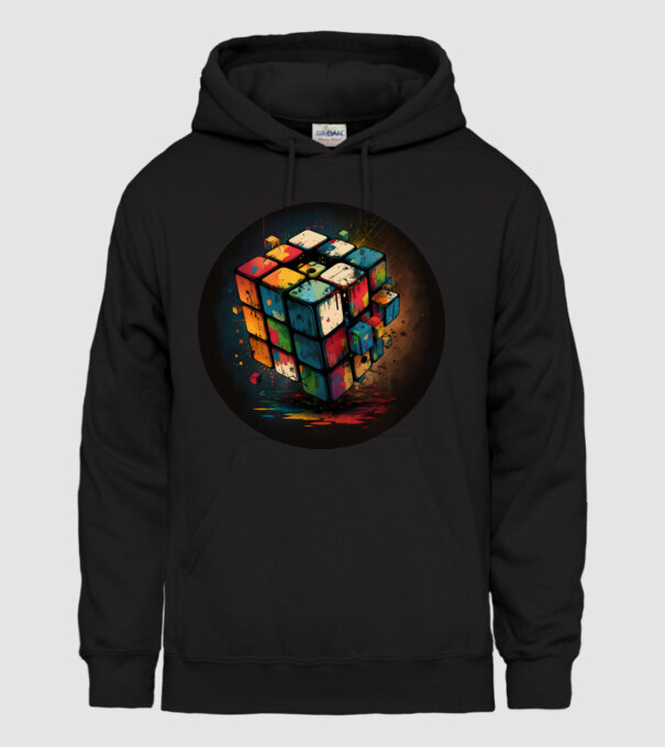 Rubik Kocka minta fekete pólón