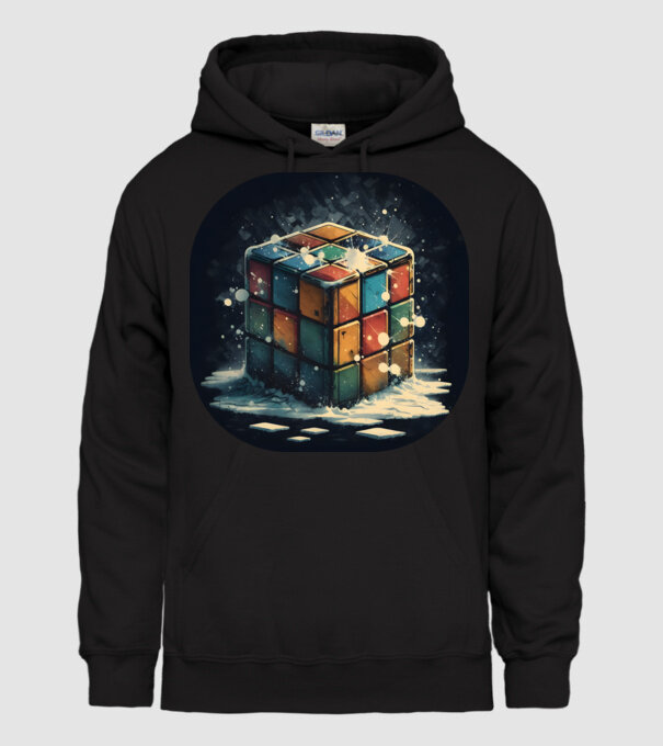 Téli Rubik Kocka minta fekete pólón