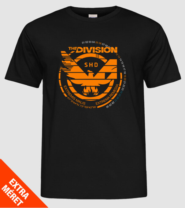 The Division 1 minta fekete pólón