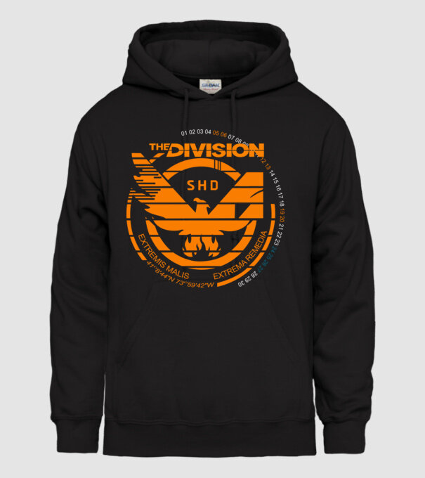 The Division 1 minta fekete pólón