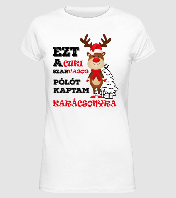 Ezt A cuki szarvasos pólót kaptam Karácsonyra minta fehér pólón