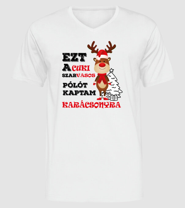 Ezt A cuki szarvasos pólót kaptam Karácsonyra minta fehér pólón