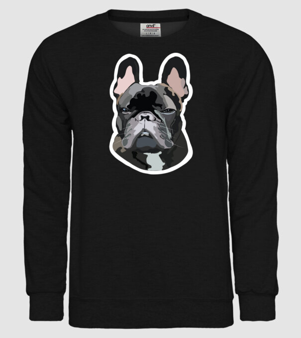 Francia Bulldog minta fekete pólón